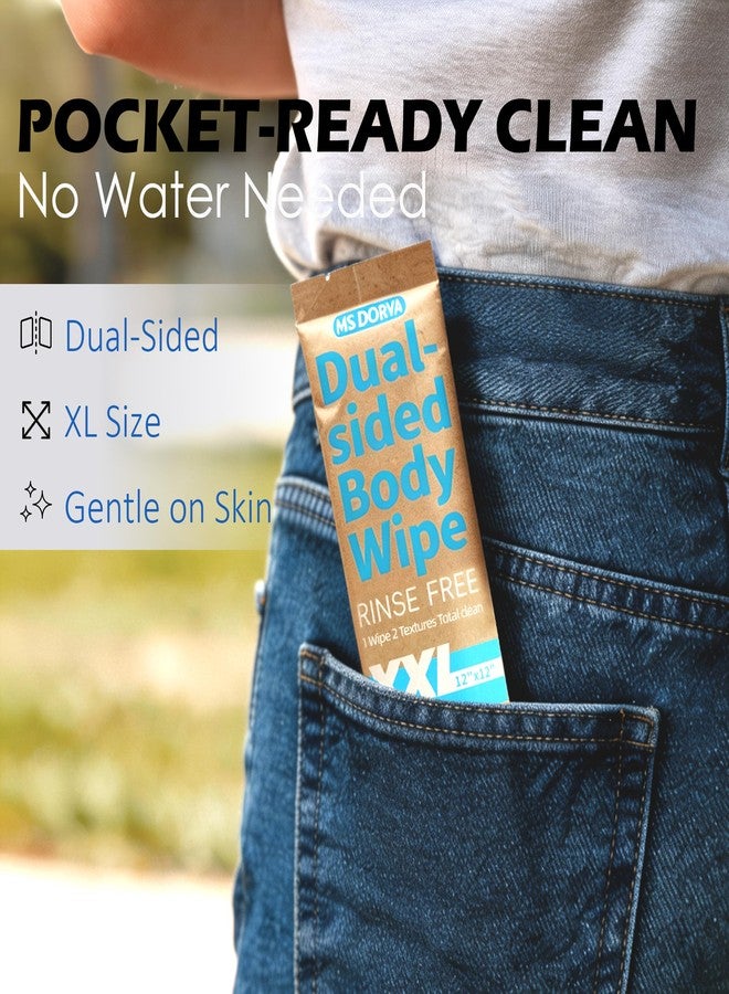 MS.DORYA XXL Body Wipes for Adults Bathing No Rinse - 12" x 12" Dual-sided Shower Wipes for Men & Women, Unscented Biodegradable Large Body Cleansing Wipes,Individually Wrapped 20 Pack, Travel Essentials - Image 5