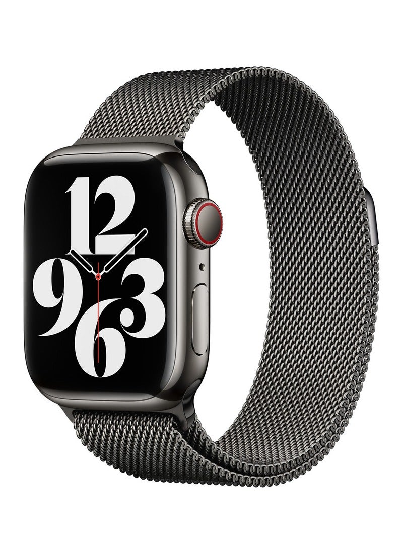 O Ozone Milanese Loop Strap For Apple Watch Series 10 9 8 7 6 5 4 SE 38/40/41/42mm Single Magnetic Stainless Steel Wristbands Band- Black - Image 1