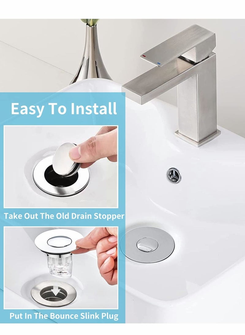 Bathroom Sink Stopper, Pop Up Drain Strainer, Anti Clogging Filter with Hair Catcher, Plug for 1.34 ~1.57 Holes, Prevents - Image 5