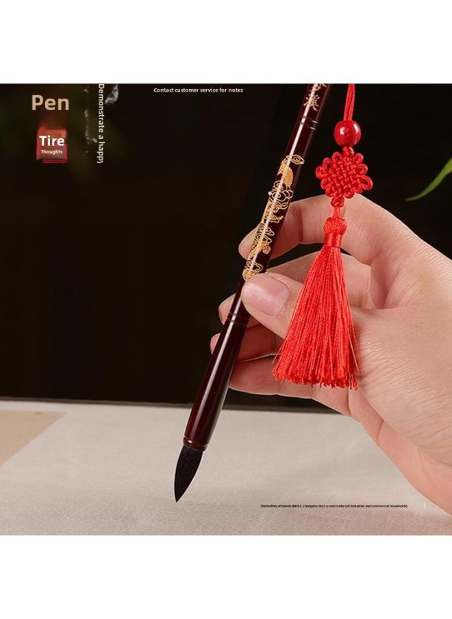 Generic Fetal Brush Fetal Hair Souvenir DIY Self-made Seal Baby Collection Baby Umbilical Seal Style Preservation Gift Box-Color:99 Silver Happy Tire Brush (comes With Storage Box + Chinese Knot Tassel)  - Image 4