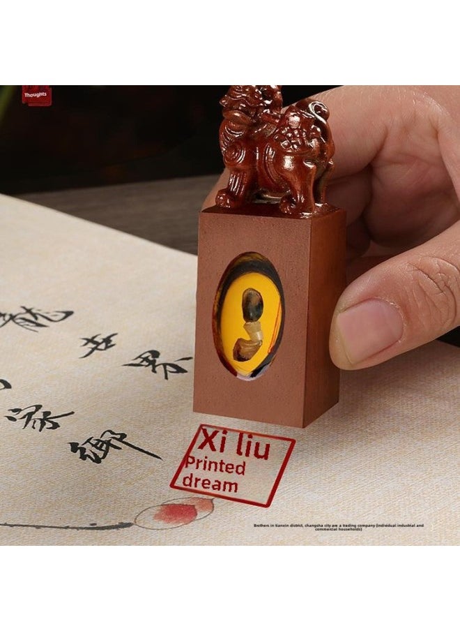 Generic Fetal Brush Fetal Hair Souvenir DIY Self-made Seal Baby Collection Baby Umbilical Seal Style Preservation Gift Box-Color:99 Silver Happy Tire Brush (comes With Storage Box + Chinese Knot Tassel)  - Image 5
