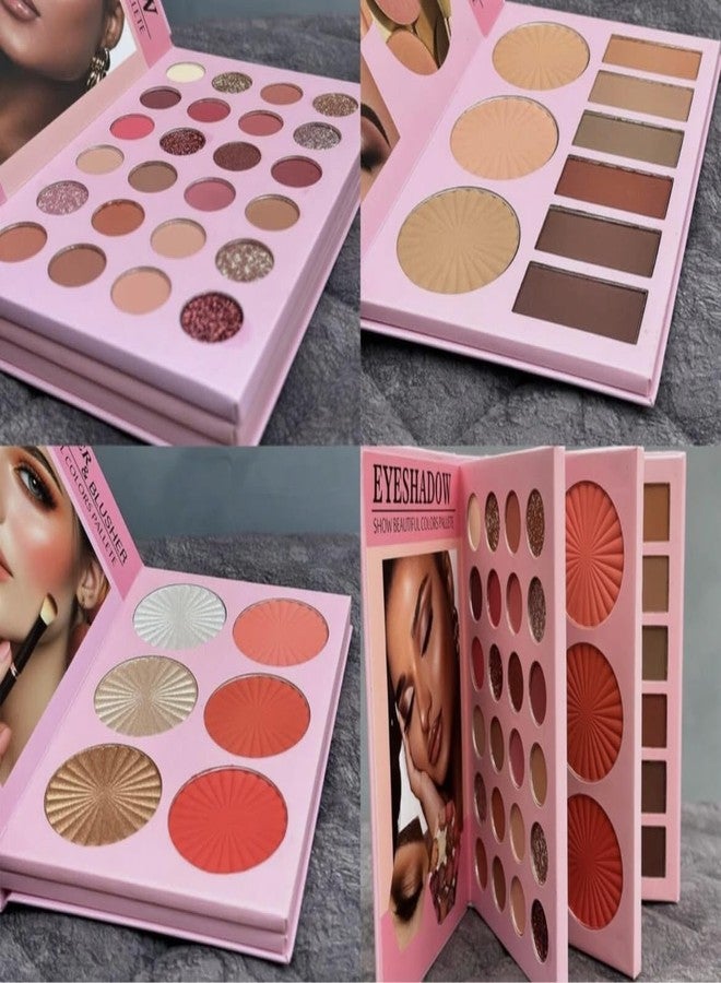 4-in-1 makeup book Eyeshadow, Highlighter, Blusher Contour, Bronzer Powder Palette - Multicolour