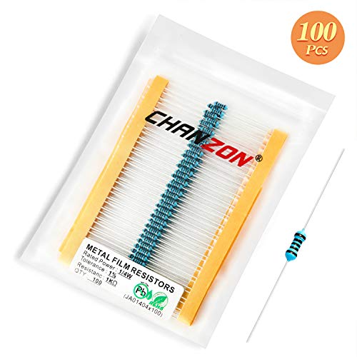 Chanzon 100pcs 1K 1000 Ω ohm Resistor 1/4W (0.25W) Metal Film Fixed Resistor 0.01 ±1% Tolerance 1KR MF Through Hole Resistors Current Limiting Rohs Certificated - Image 4