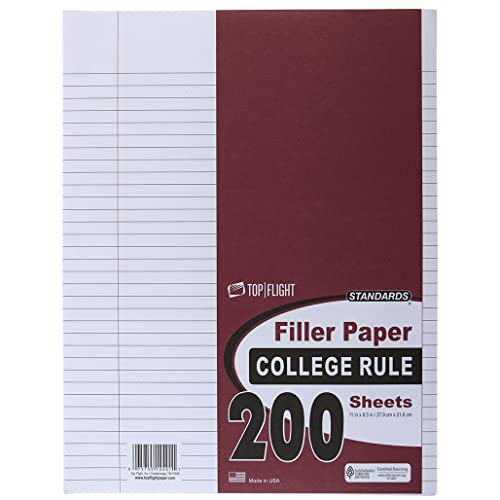 Top Flight Filler Paper, 11 x 8.5 Inches, College Rule, 200 Sheets (12401), White - Image 5