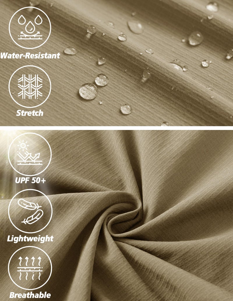 AREOUTS Men's Cargo Work Hiking Pants Lightweight Water Resistant Quick Dry Fishing Travel Camping Outdoor Breathable Multi Pockets Khaki M - Image 4