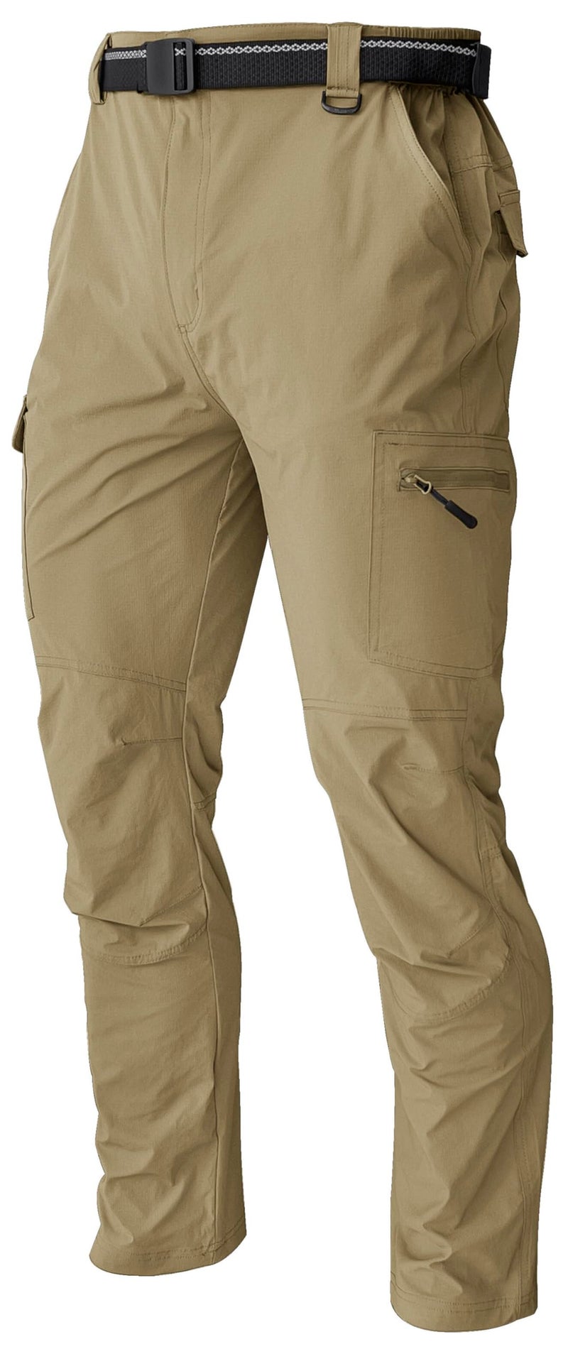 AREOUTS Men's Cargo Work Hiking Pants Lightweight Water Resistant Quick Dry Fishing Travel Camping Outdoor Breathable Multi Pockets Khaki M - Image 1