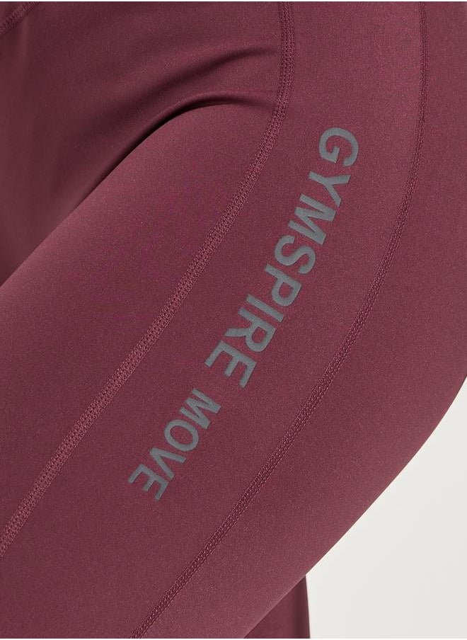 Styli - Gymspire Edition- Side Text V-Stitch Full Length Leggings - Image 1