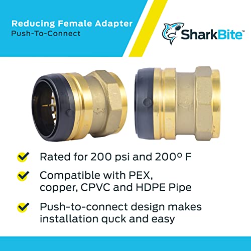 SharkBite 2 Inch FNPT Adapter, Push to Connect Brass Plumbing Fitting, PEX Pipe, Copper, CPVC, PE-RT, HDPE, UXL115450F - Image 4