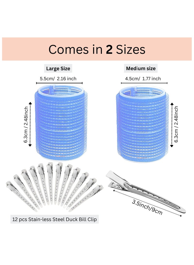 ELAUR 24Pcs Jumbo and Large Hair Rollers Set, 12 Pieces Self Grip Holding Hair Rollers Curlers 55 mm, 45 mm & 12 Pcs Premium Metal Rust-Resistant Soft Clips for Salon Barber Hairdressing Hair Styling - Image 2