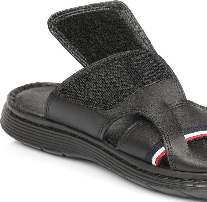 يو اس بولو اسن Dean Genuine Real Leather Black Anatomical Sole Men's Slippers