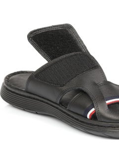 U.S. Polo Assn. نعال رجالية جلدية حقيقية سوداء بقلب تشريحي  - Image 3