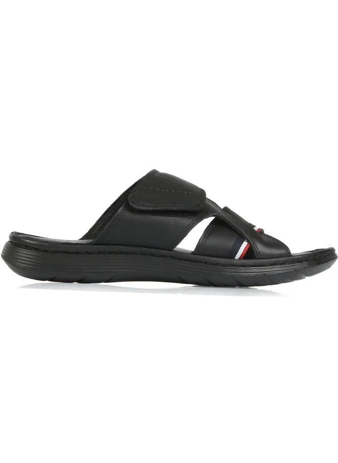 U.S. Polo Assn. Dean Genuine Real Leather Black Anatomical Sole Men's Slippers
