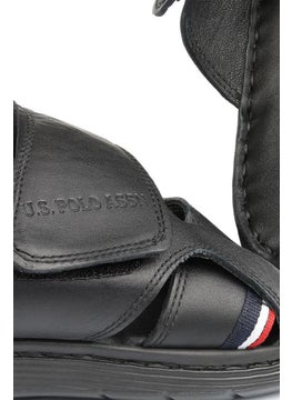 U.S. Polo Assn. نعال رجالية جلدية حقيقية سوداء بقلب تشريحي  - Image 4