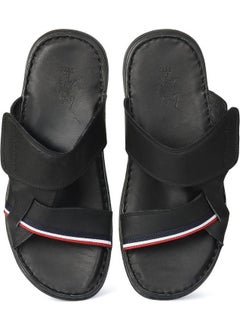U.S. Polo Assn. نعال رجالية جلدية حقيقية سوداء بقلب تشريحي  - Image 5