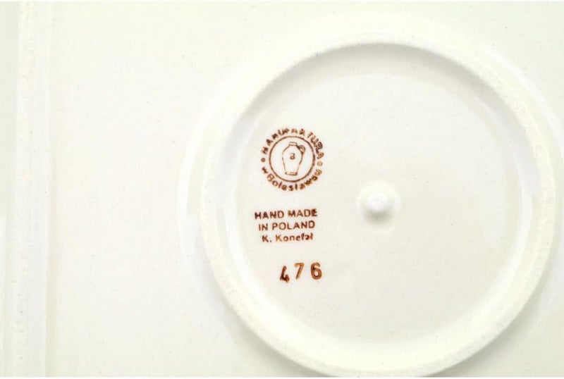 Polmedia Polish Pottery Authentic Polish Pottery Square Plate in Ring Around The Reindeer Design Handmade in Bolesawiec Poland  Certificate of Authenticity  - Image 4