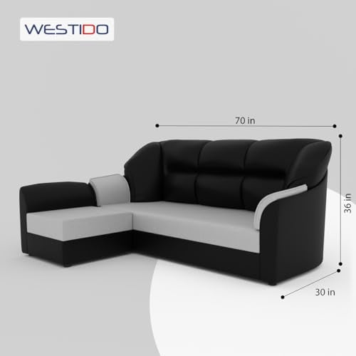 WESTIDO Cyrus Leatherette 4 Seater Sofa (Finish Color - Black Grey, DIY(Do-It-Yourself)) | 1 Year Warranty - Image 4