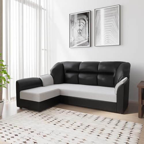 WESTIDO Cyrus Leatherette 4 Seater Sofa (Finish Color - Black Grey, DIY(Do-It-Yourself)) | 1 Year Warranty - Image 1