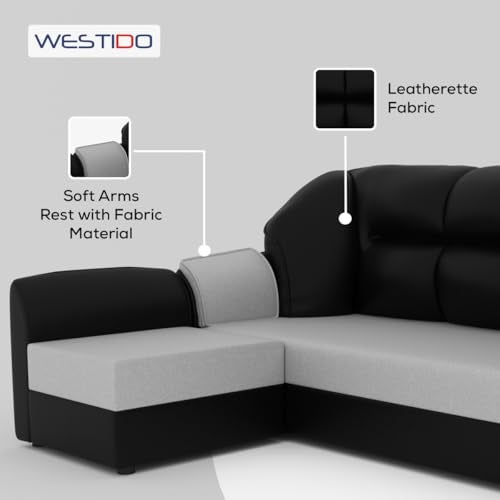 WESTIDO Cyrus Leatherette 4 Seater Sofa (Finish Color - Black Grey, DIY(Do-It-Yourself)) | 1 Year Warranty - Image 5