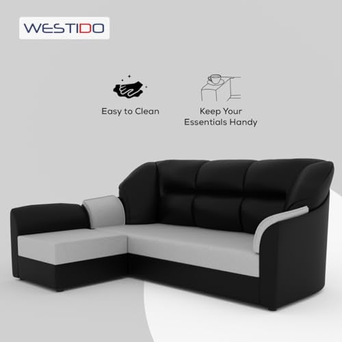 WESTIDO Cyrus Leatherette 4 Seater Sofa (Finish Color - Black Grey, DIY(Do-It-Yourself)) | 1 Year Warranty - Image 3