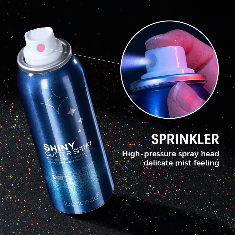 MEICOLY Body Glitter Spray,Silver Glitter Hairspray for Music Festival Rave,2.1Oz Shimmer Waterproof Quick-Drying Sparkle Glitter Spray for Hair and Body,Clothing,Nightclub Shiny Glitter,Prom,Party - Image 2