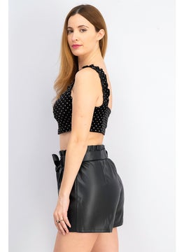 Miss Selfridge Women Petite Polka Dots Sleeveless Tank Top, Black  - Image 2