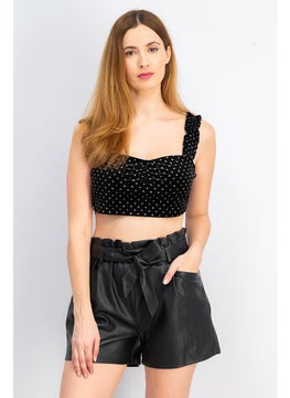 Miss Selfridge Women Petite Polka Dots Sleeveless Tank Top, Black  - Image 1