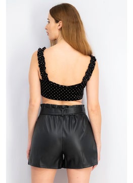 Miss Selfridge Women Petite Polka Dots Sleeveless Tank Top, Black  - Image 4