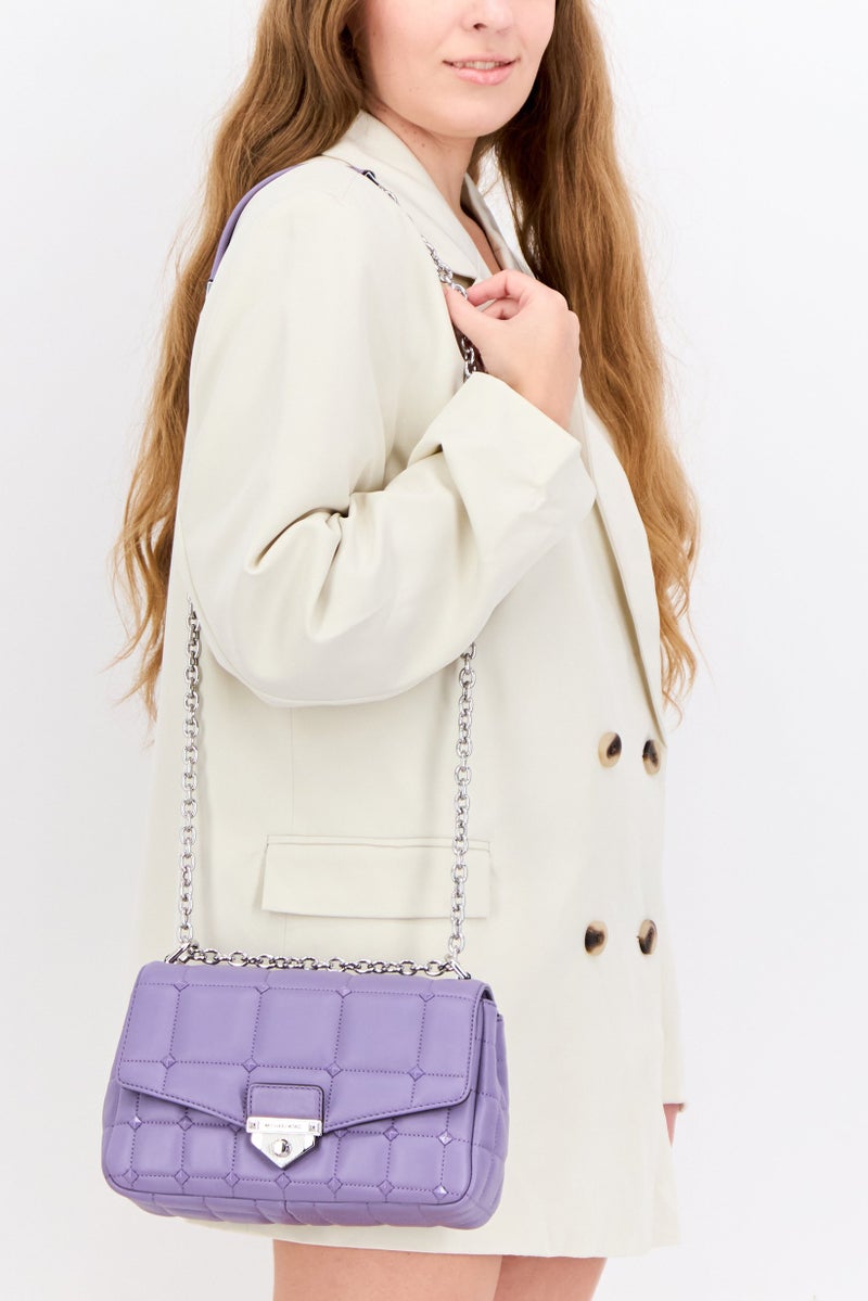 Michael Kors Women Quilted Cross Body Bag 16 H x 25 L x 8 W cm, Purple  - Image 2
