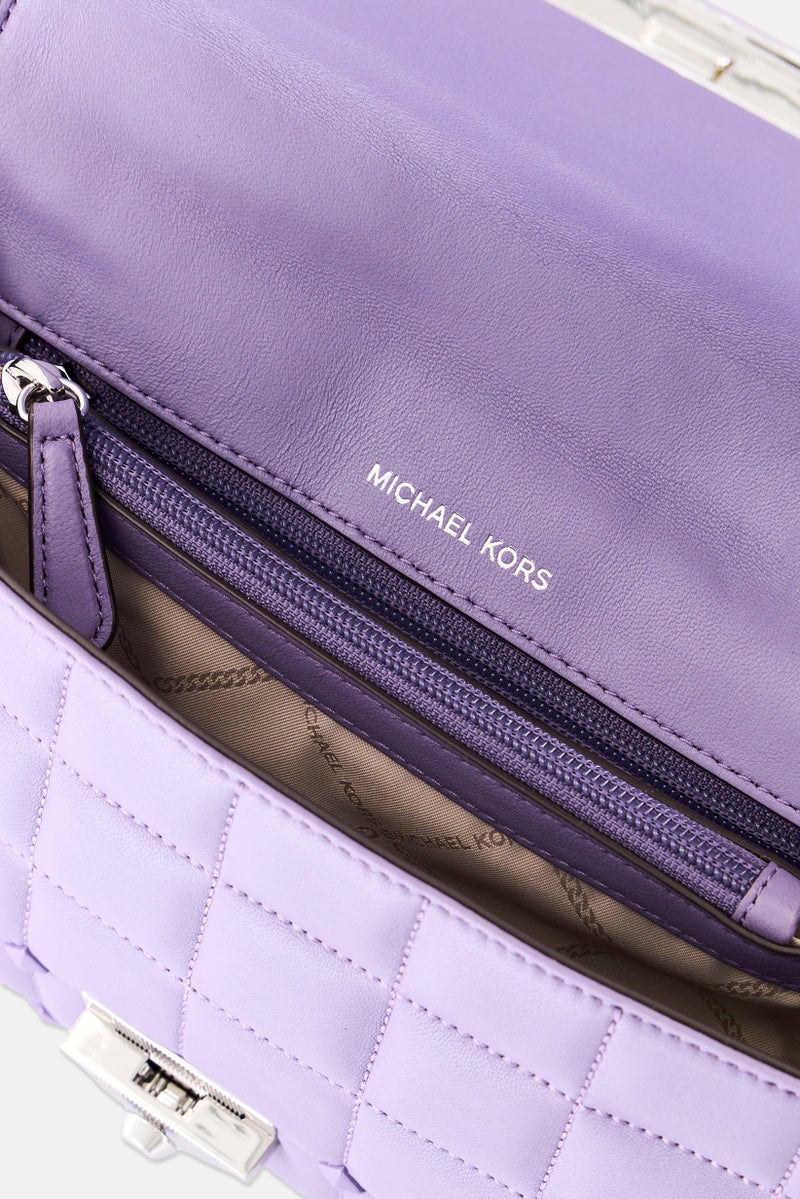 Michael Kors Women Quilted Cross Body Bag 16 H x 25 L x 8 W cm, Purple  - Image 4