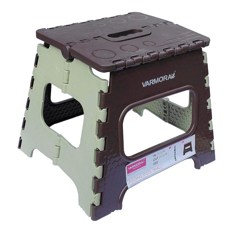 Varmora Plastic Super Strong Folding Step Stool for Adults and Kids Kitchen Stepping Stools Garden Step StoolOffice StoolKitchen Stool Folding Stool Small Brown - Image 1