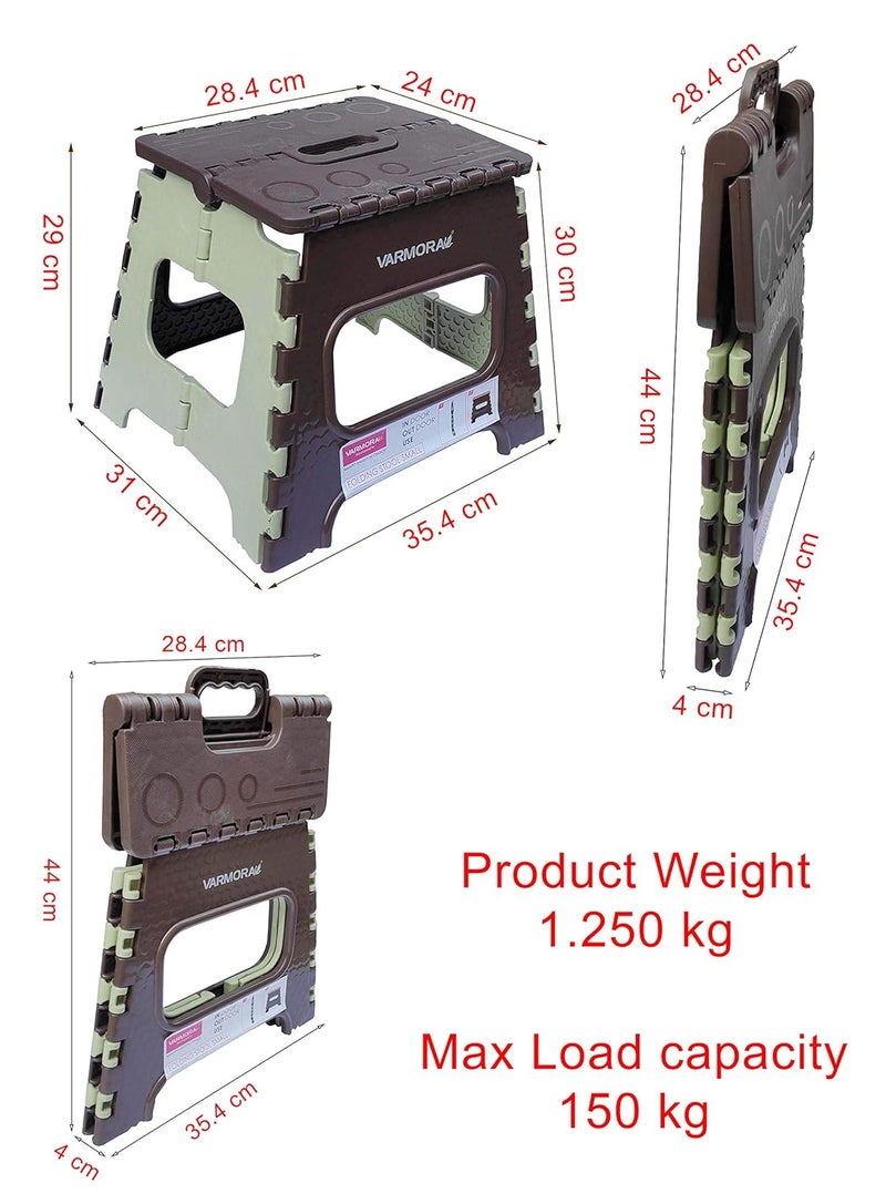 Varmora Plastic Super Strong Folding Step Stool for Adults and Kids Kitchen Stepping Stools Garden Step StoolOffice StoolKitchen Stool Folding Stool Small Brown - Image 3