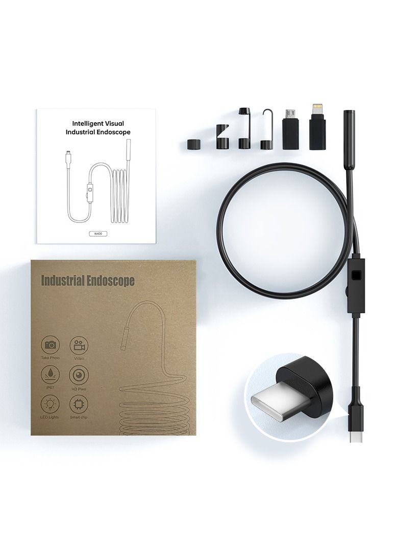 كاميرا فحص 1080P HD - مع شهادة IP67 المقاومة للماء ، واتصال WiFi لنظام Android / iOS ، وكاميرا LED Borescope قابلة للتعديل (3m)
