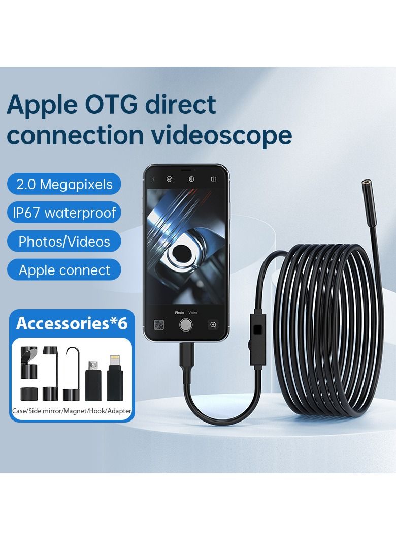 كاميرا فحص 1080P HD - مع شهادة IP67 المقاومة للماء ، واتصال WiFi لنظام Android / iOS ، وكاميرا LED Borescope قابلة للتعديل (3m)