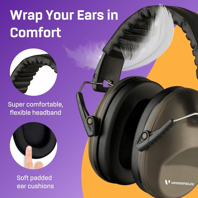 Vanderfields Hearing Protection Headphones - 26dB - Range Shooting Ear Protection - Noise Cancelling Ear Muffs for Adults - Image 4