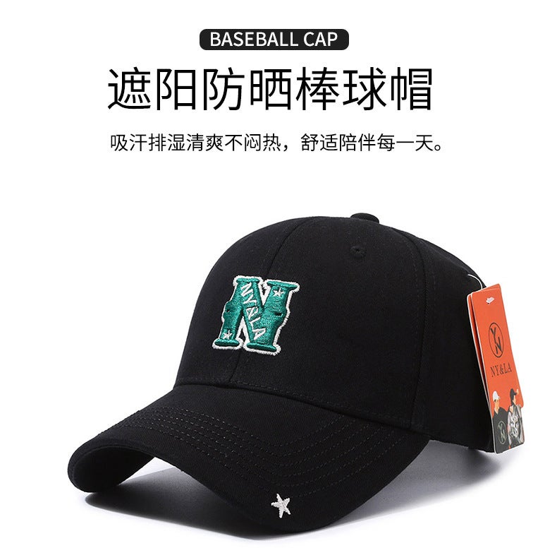 N Logo Cap Unisex Star Brim Sun Protection Fashion Sports Hat Cotton - Image 2