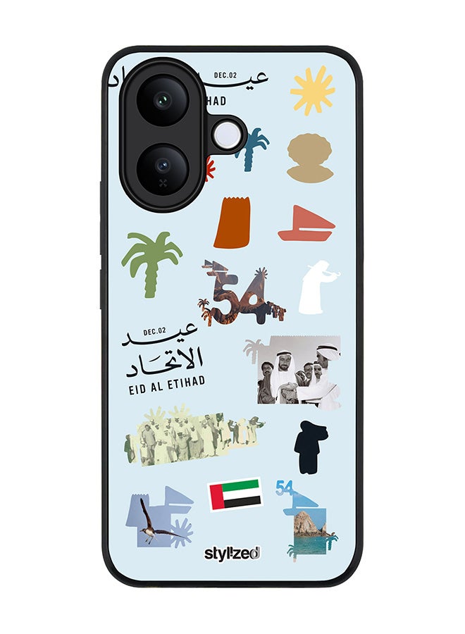 For vivo V60 Lite 5G / V60 Lite 4G Case,Slim fit Camera Protection, Shockproof Thin Phone cover  - Eid Al Etihad 54 National Day Light Blue