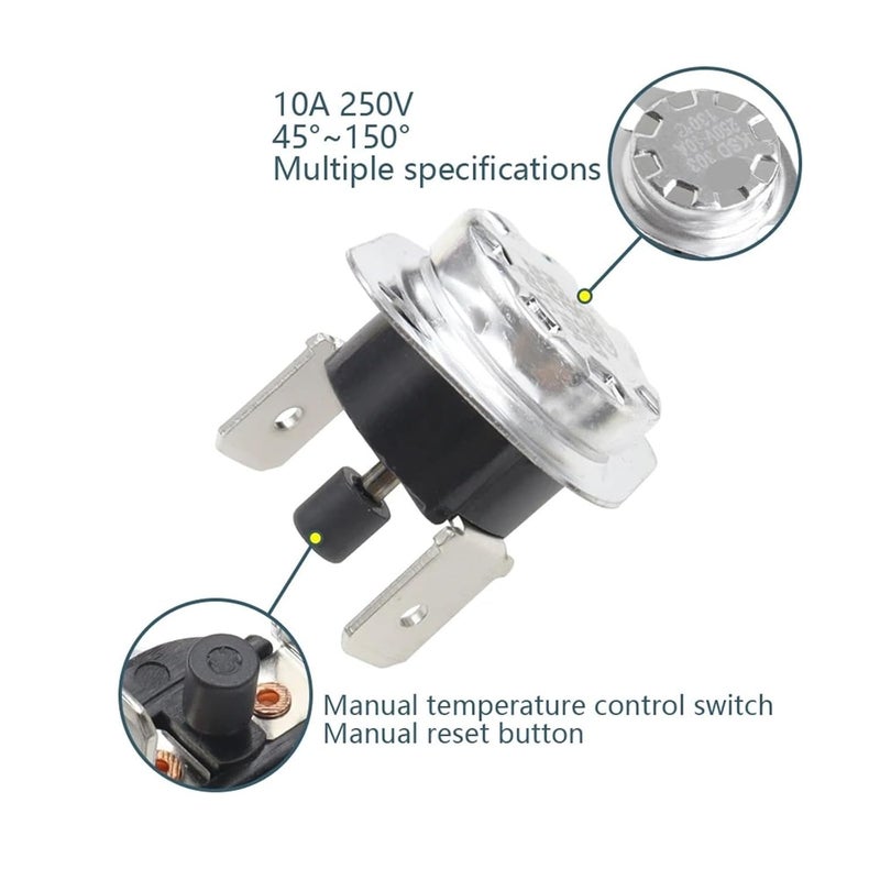 KSD301 KSD303 10A 45 150 C منظم الحرارة لإعادة الضبط اليدوي مفتاح درجة الحرارة مغلق عادة 50C - Image 4