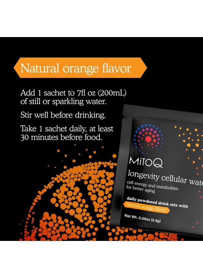 MitoQ Longevity Cellular Water Daily Powdered Drink Mix Natural Orange Flavor - Mitochondria-targeted Antioxidant - Cell Energy and Metabolism for Better Aging (Orange, 30 Packets) - Image 2