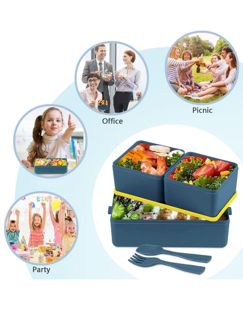 Generic Bento Box Adult Lunch Box,49OZ Leakproof Eco-Friendly Stackable Bento Lunch Box Meal Prep for Dining Out, Work, Picnic, School  - Image 5