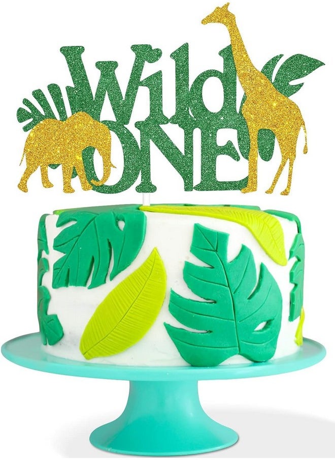 Confetti Wild One Birthday Cake Topper - Unleash the Untamed Spirit with our Wild One Birthday Cake Topper - Let Jungle Safari Animals Roar and Giraffes Graze on your Cake!  - Image 1
