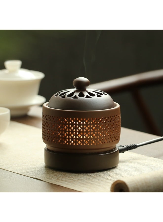 Y&D Premium Ceramic & Resin Electric Incense Burner - Electronic Aroma Diffuser with Timing, Temperature Control & Removable Lid for Indoor Air Purification - Image 1