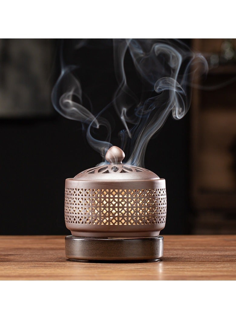 Y&D Premium Ceramic & Resin Electric Incense Burner - Electronic Aroma Diffuser with Timing, Temperature Control & Removable Lid for Indoor Air Purification - Image 4
