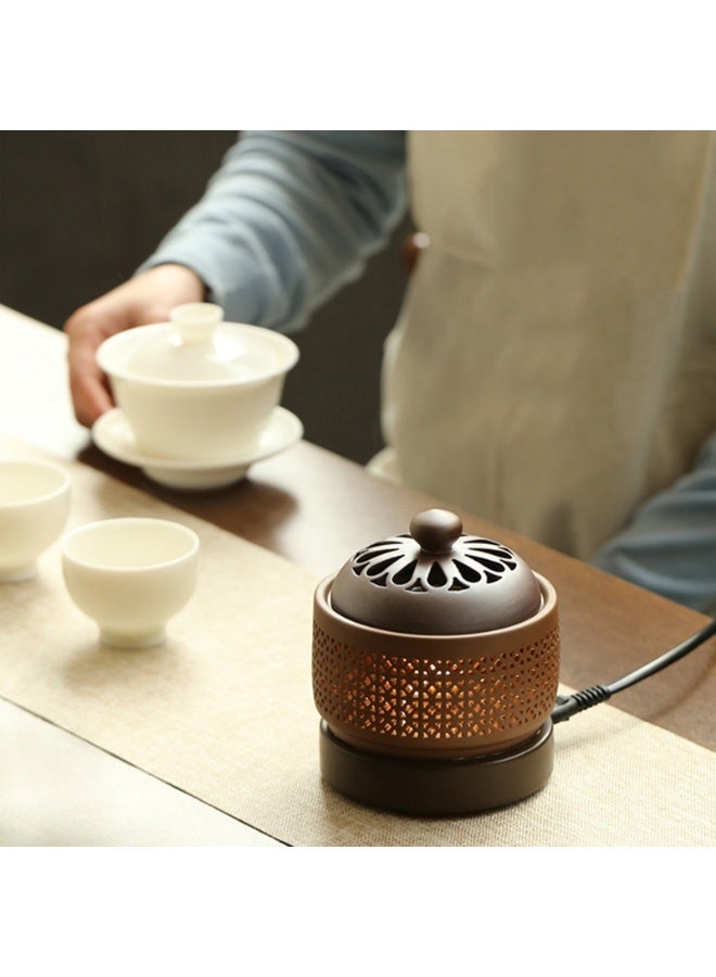 Y&D Premium Ceramic & Resin Electric Incense Burner - Electronic Aroma Diffuser with Timing, Temperature Control & Removable Lid for Indoor Air Purification - Image 3