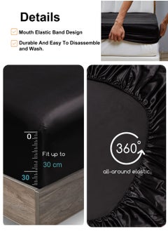 Arabest 4-Piece Breathable Bedding Set - Hypoallergenic Microfiber Bed Sheet & Fitted Sheet with Pillowcases | Solid Black 160x230cm | Hotel-Grade Bed Linens for Home, Rental & Hospitality Use  - Image 2