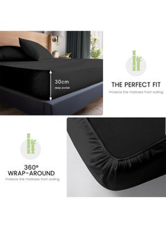 Arabest 4-Piece Breathable Bedding Set - Hypoallergenic Microfiber Bed Sheet & Fitted Sheet with Pillowcases | Solid Black 160x230cm | Hotel-Grade Bed Linens for Home, Rental & Hospitality Use  - Image 5