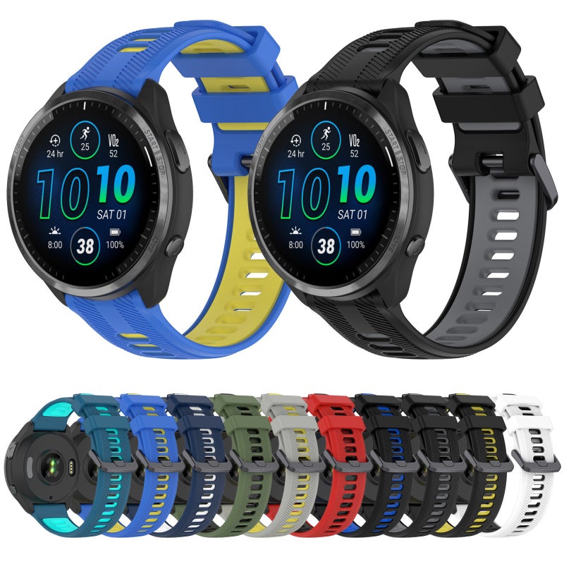 S-TOP For Garmin Approach S70 47mm Sports Two-Color Silicone Watch Band(Blue+Teal) - Image 3