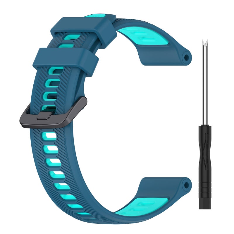 S-TOP For Garmin Approach S70 47mm Sports Two-Color Silicone Watch Band(Blue+Teal) - Image 2