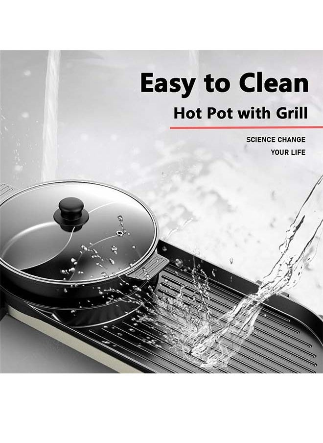 Generic - Hot Pot with Grill, Electric Hot Pot 2 in 1 Shabu Shabu Hot Pot Korean BBQ Grill, Removable Hotpot Pot 1350W / Large Capacity Baking Tray, Separate Temperature Control, Electric Grill for 3-10 People - Image 1