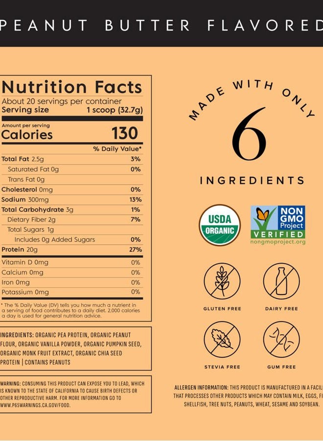 Truvani Vegan Pea Protein Powder | Peanut Butter | 20g Organic Plant Based Protein | 20 Servings | Keto | Gluten & Dairy Free | Low Carb | No Added Sugar - Image 2