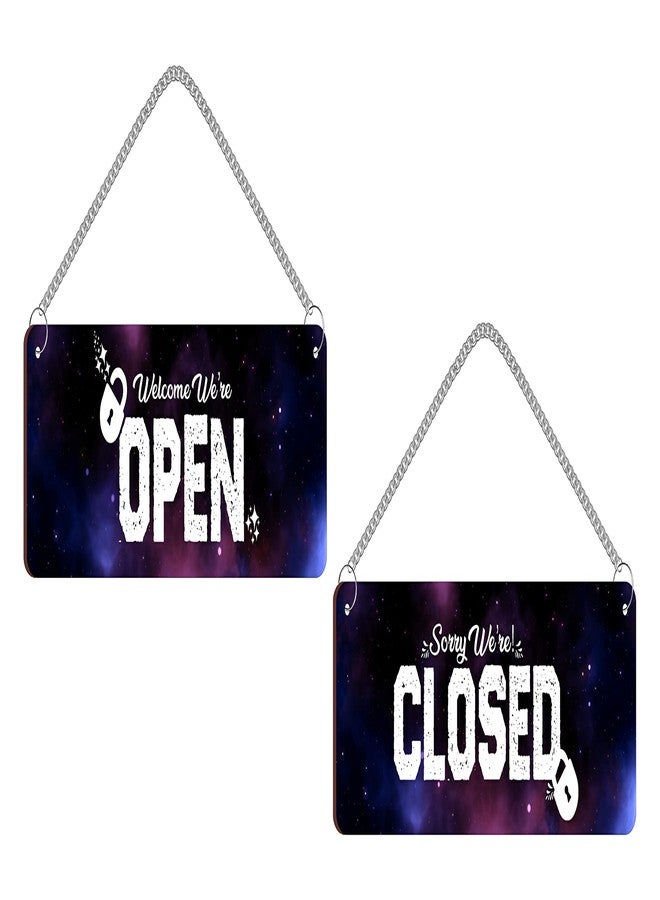 Blue Finch Double Sided Open Close Hanging Board For Shop With Stainless Steel hanging chain - Image 1